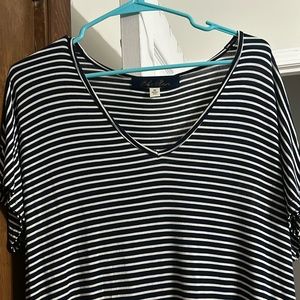 Navy/White Striped Blue Rain Maxi Dress - Size Medium